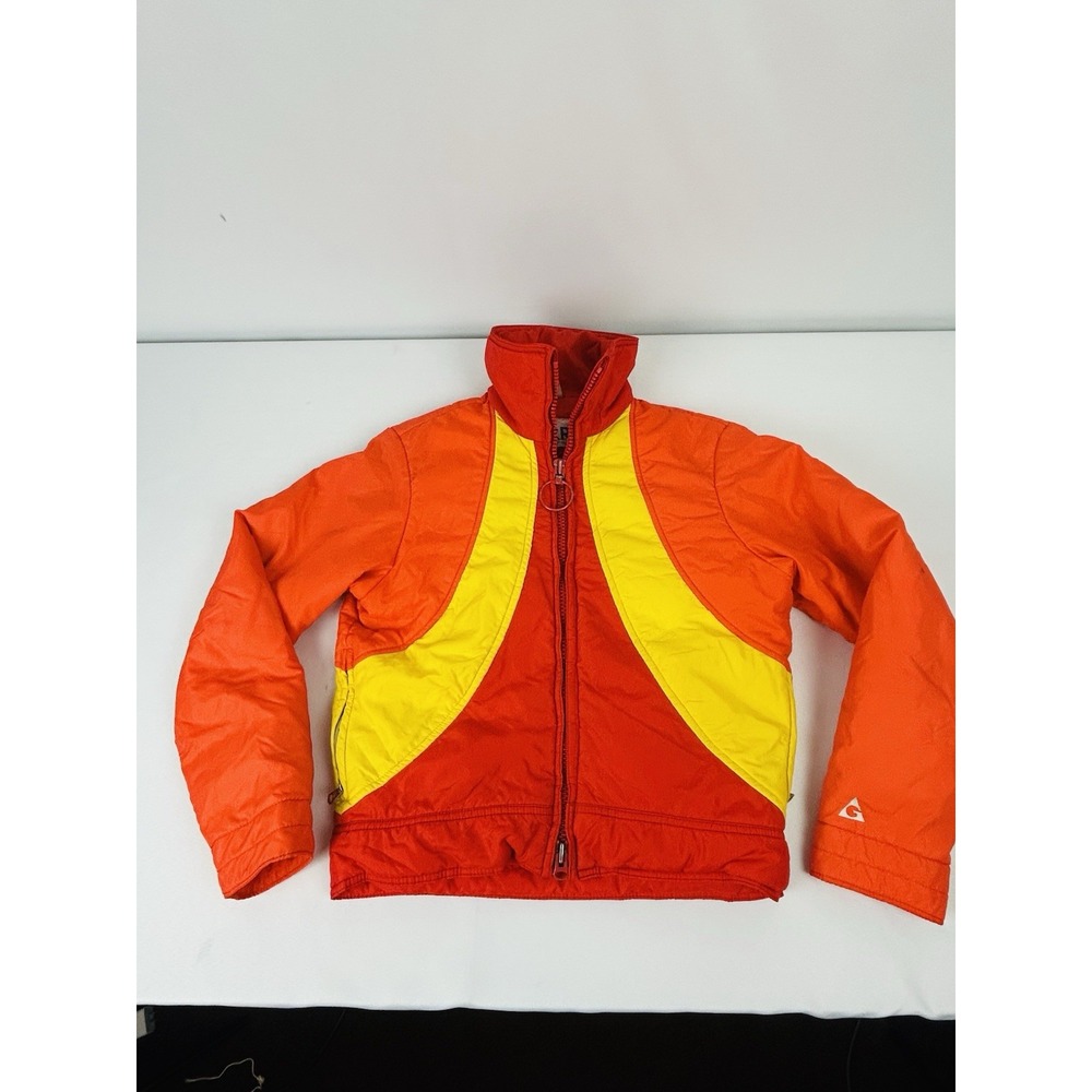 Gerry Vintage Retro Down Coat Women's Small Red Yellow Orange Color Block